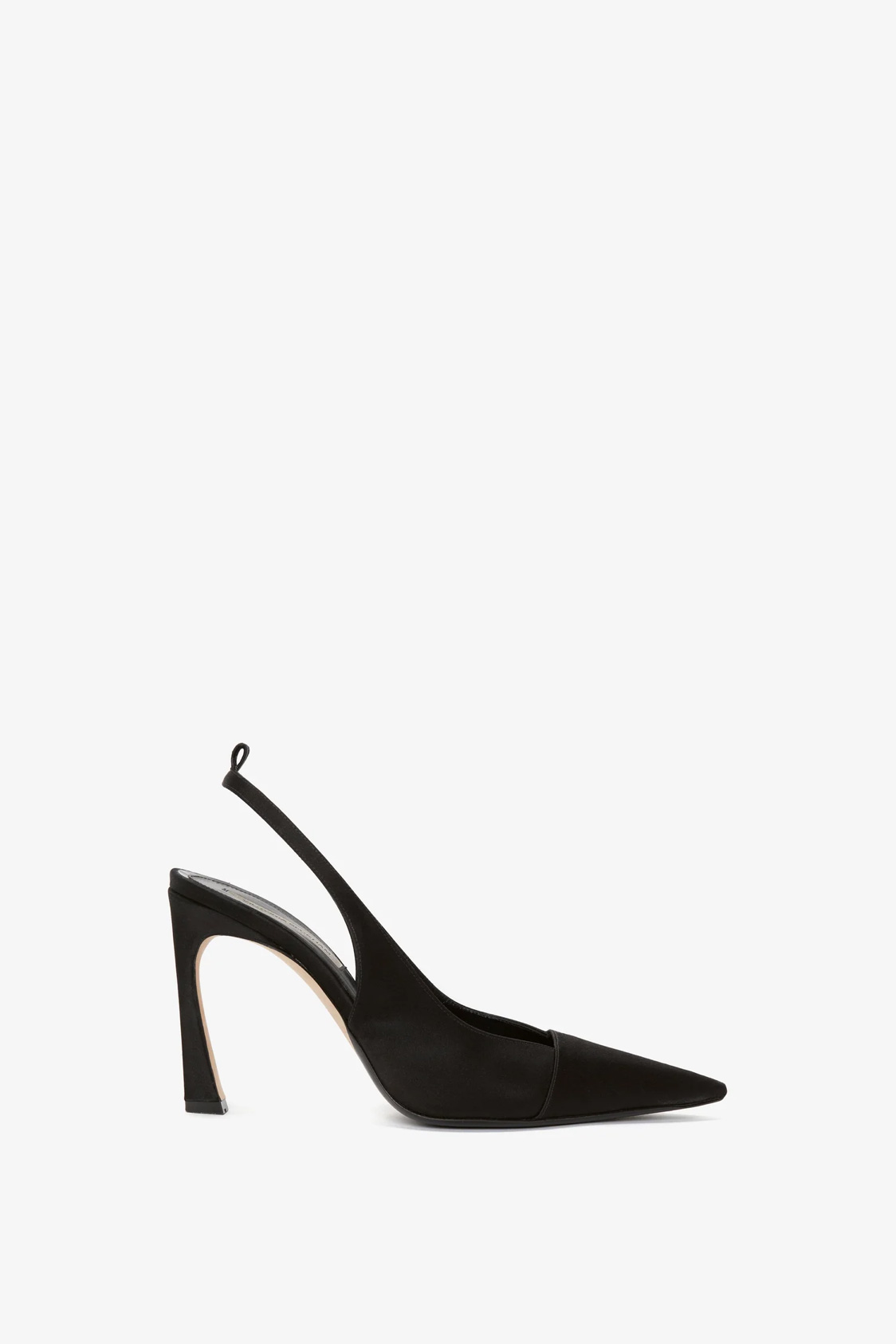 Pointy Toe Sling back in Black Calf