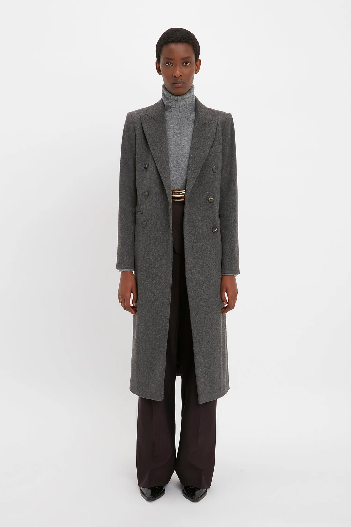 Exclusive Waisted Tailored Coat In Flax